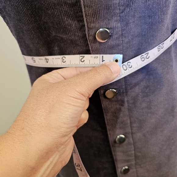 Custom handmade grey corduroy front buttoned overalls midi skirt size 2 US. - Picture 7 of 7